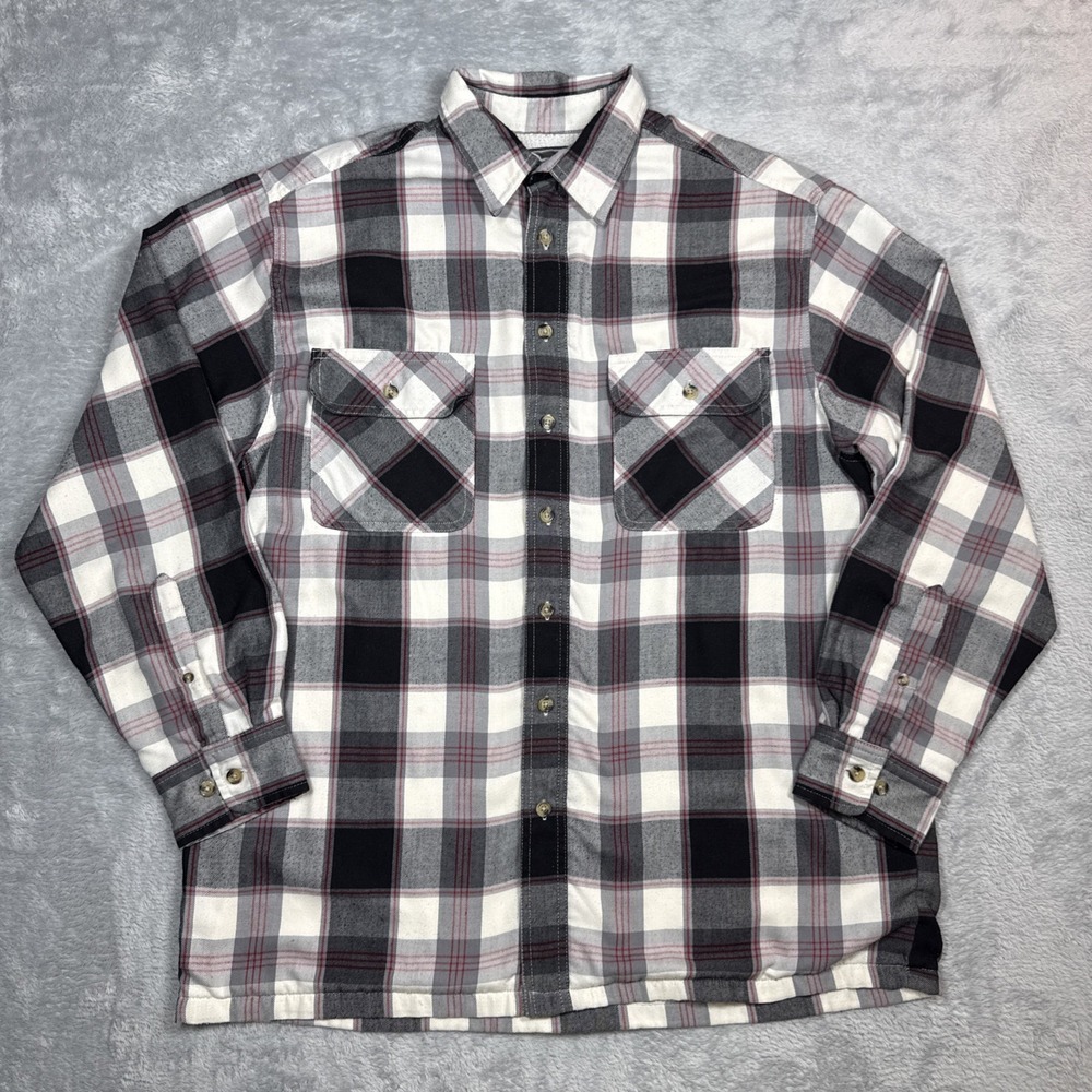 Vintage David Taylor Thermal Lined Flannel Shirt Men M Black White Red Workwear